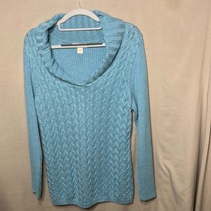 Coldwater Creek women’s cable knit sweater (L) 14, V-neck collar, long sleeves.